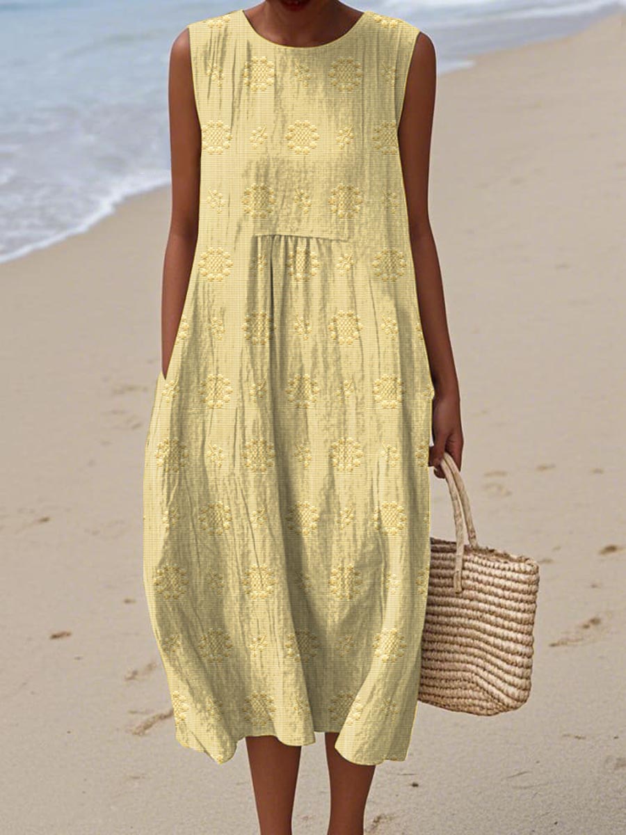 Beatrice | Damen Ärmelloses Boho-Midikleid für den Strand