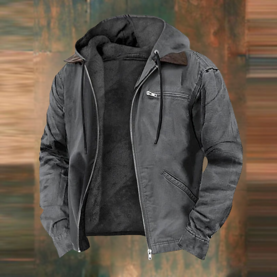 Peter | Herren Warme Winterjacke mit Kapuze und Reißverschluss
