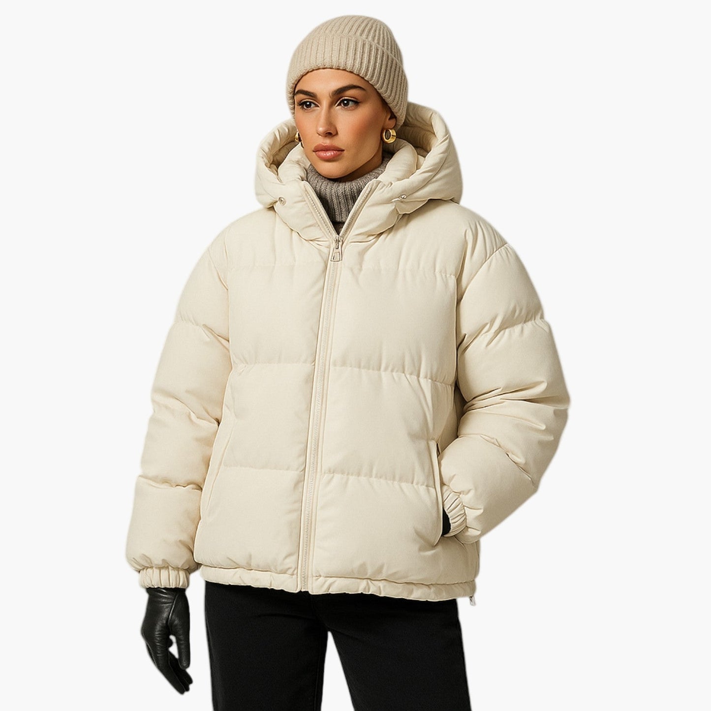 Christian | Herren Kurzer Steppmantel mit Kapuze Winterjacke