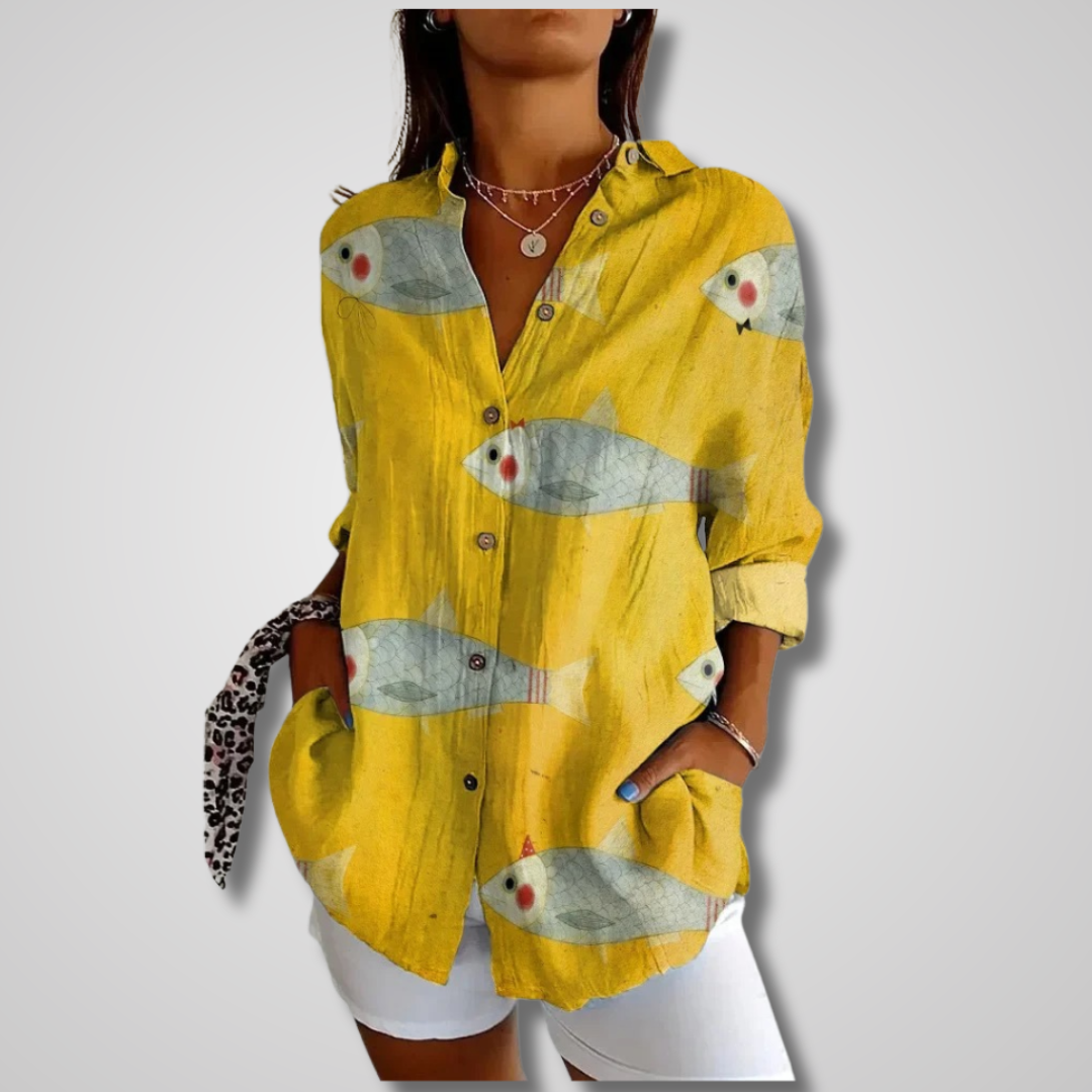 Elfriede | Damen Sommer Vintage Lässiges Hemd