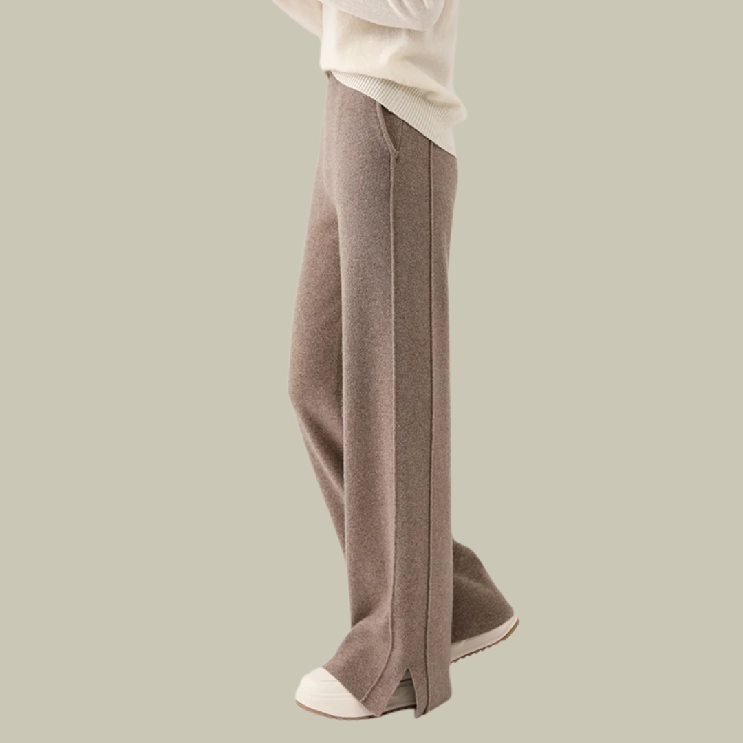 Claudia | Damen Klassische Wollhose mit Plissierter Vorderseite