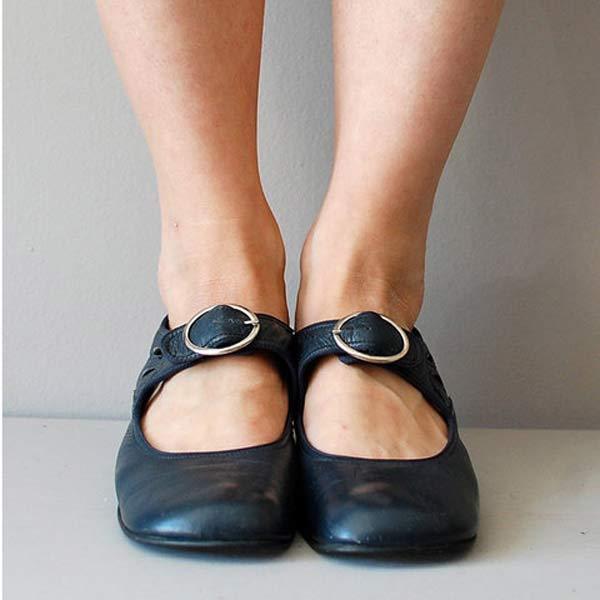 Helga | Damen-Winter-Schuhe im Vintage-Stil mit Schnallenriemen