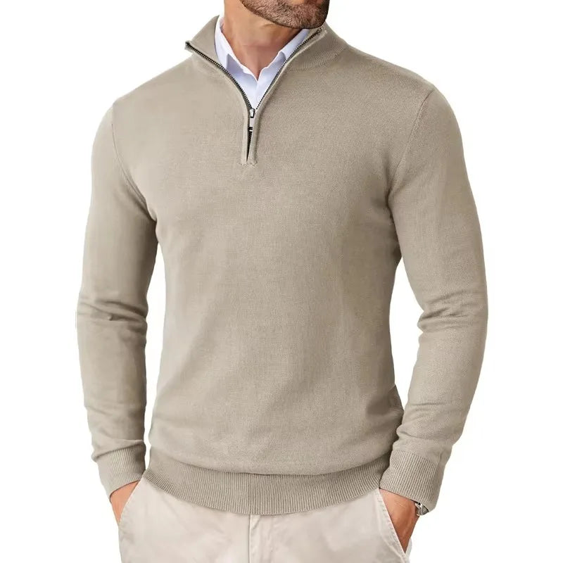 Viktor | Herren Modern Fit Pullover mit Viertel-Reißverschluss