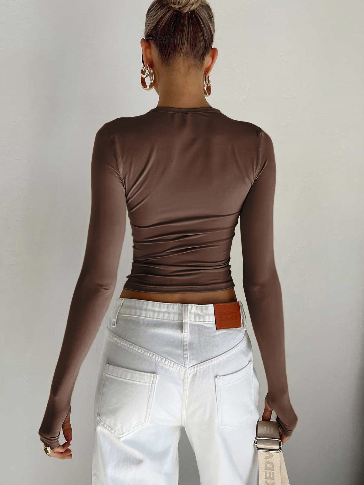 Elke | Dame Sommer Crop Top med Lange Ærmer