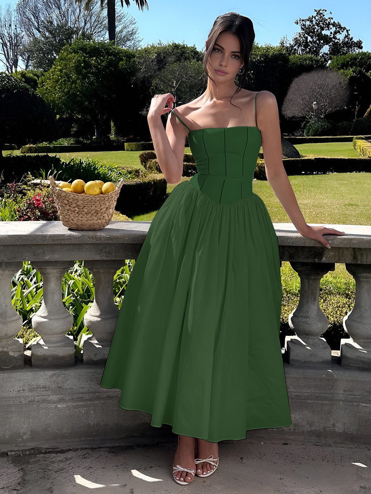 Johanna | Damen Korsett Midi Kleid für Hochzeitsgäste