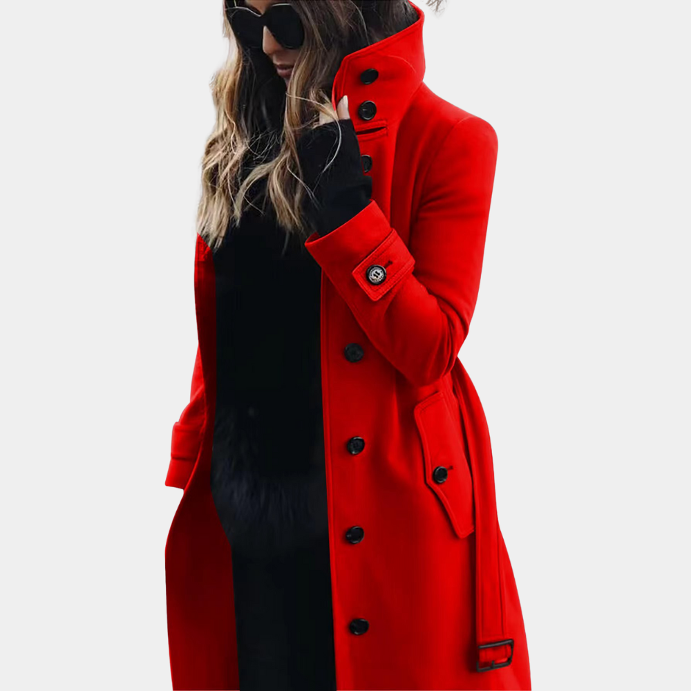 Elke | Damen Herbst Trenchcoat mit hohem Kragen