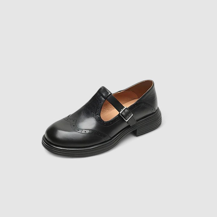 Kathrin | Damen Klassische Vintage Oxford-Schuhe mit Schnalle