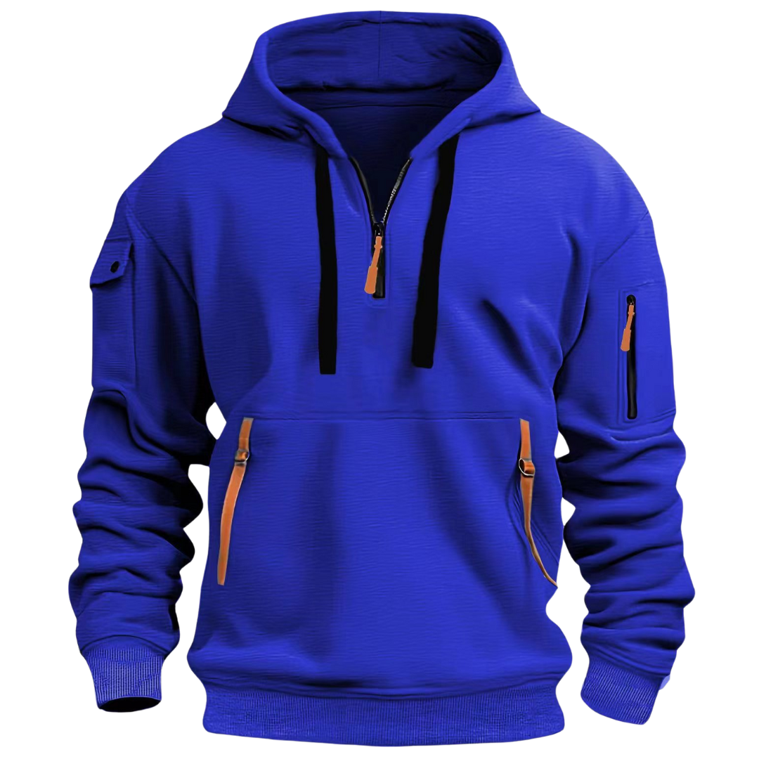 Emil | Herren Pullover-Hoodie mit Reißverschlusstasche und Kordelzug