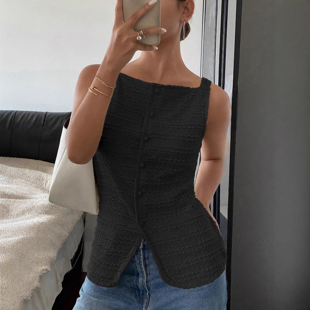 Nicole | Damen Frühlings Ärmelloses Top mit Quadratischem Ausschnitt