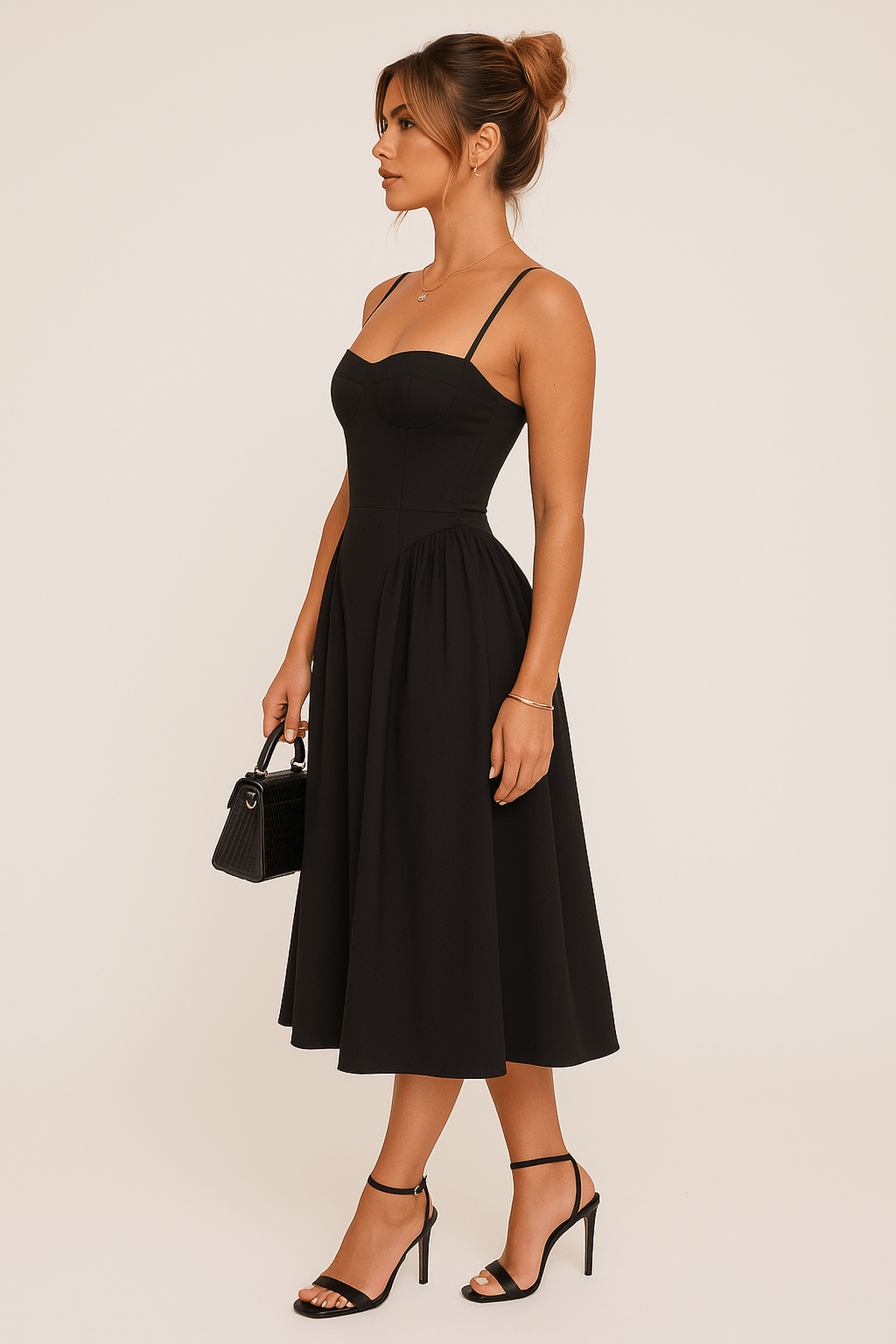 Karin | Damen modernes ärmelloses Midikleid