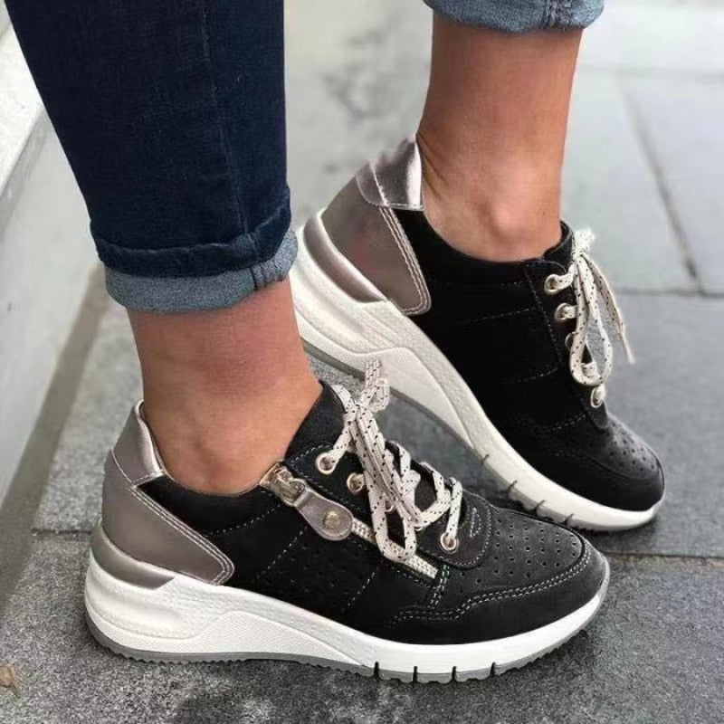 Gudrun | Damen Lässige Perforierte Schnürsneaker