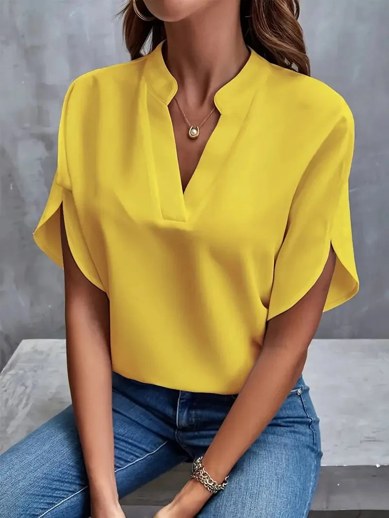 Susanne | Damen Schicke Sommerbluse mit V-Ausschnitt