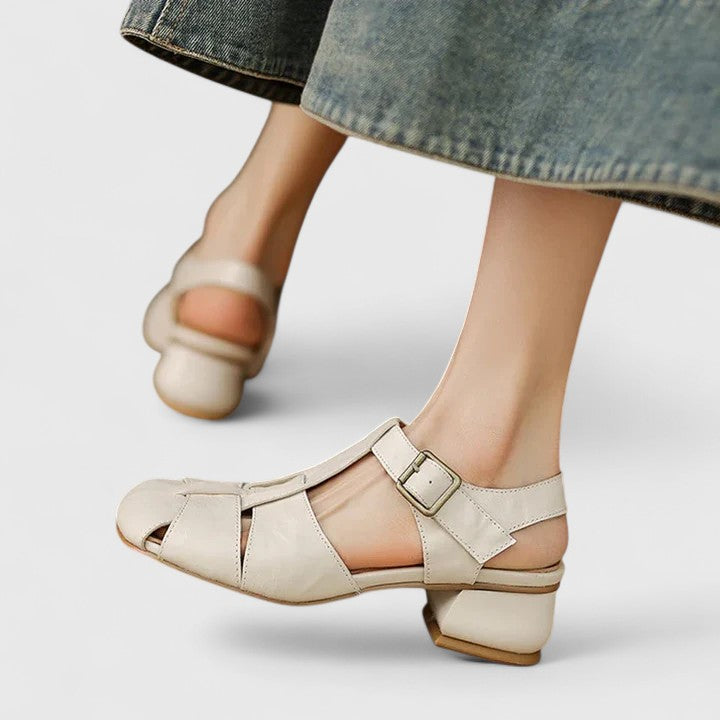 Julia | Damen Retro Geschlossene Zehen Chunky Sandalen
