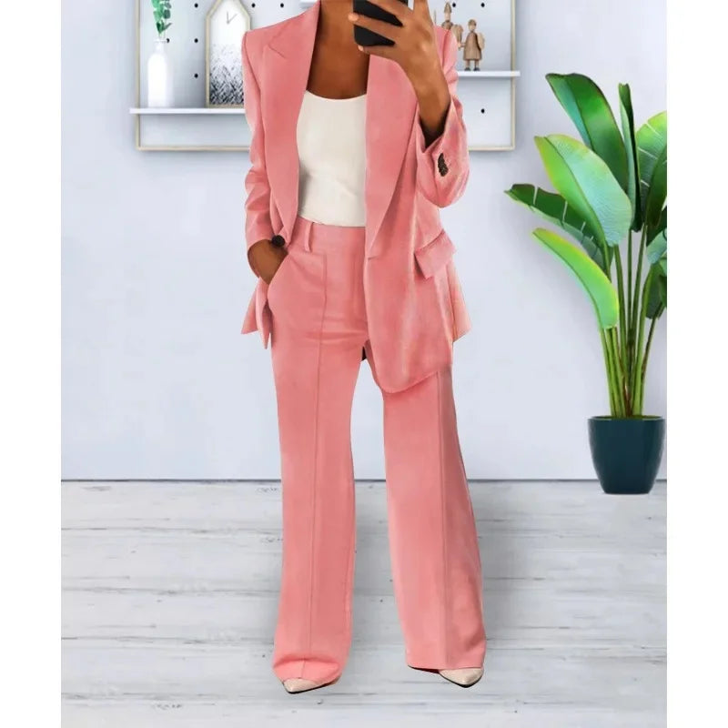 Hanna | Schickes Formelles Anzugset mit Tailliertem Langen Blazer für Damen