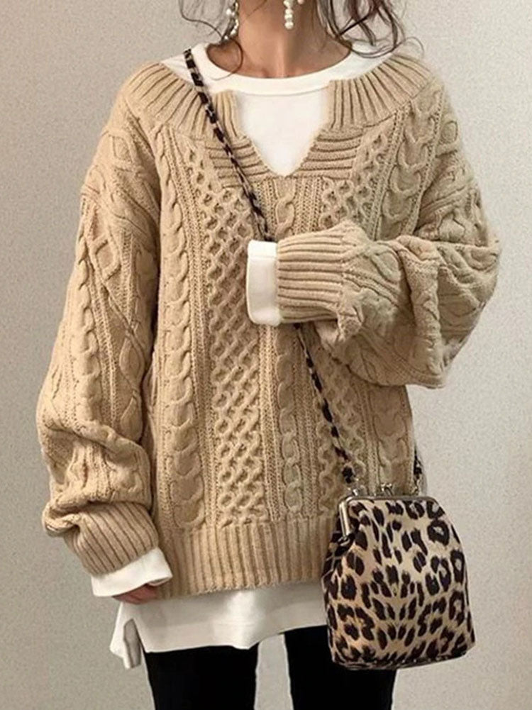 Nicole | Damen Übergroßer Winter-Strickpullover