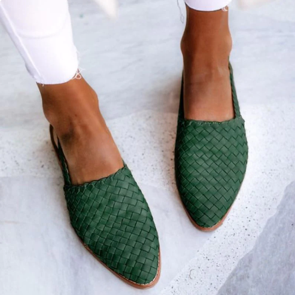 Tamara | Damen Frühlings Geflochtene Slingback-Ballerinas