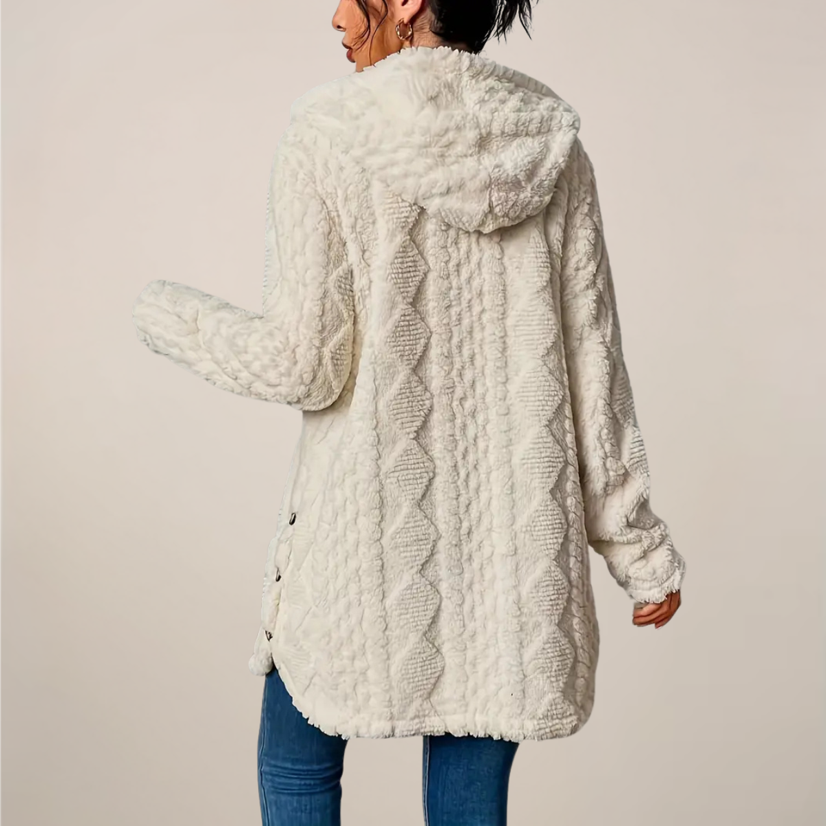 Alina | Damen Frühling Strukturierter Kapuzen-Cardigan