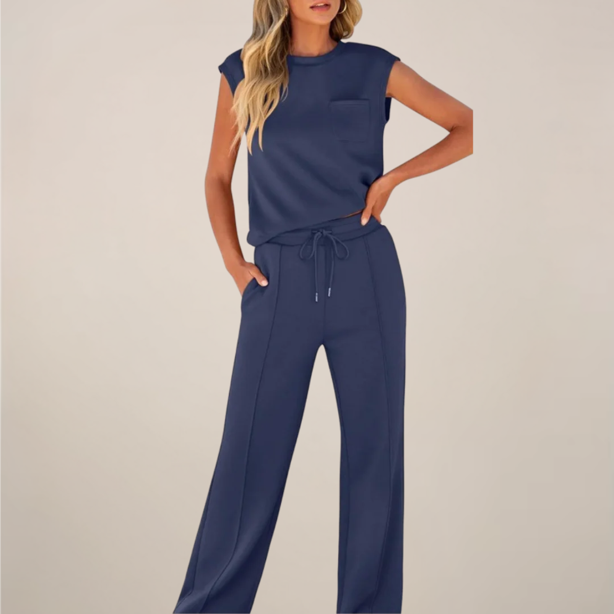 Viola | Damen Frühling Ärmelloses Top mit Lockerer Hose Set