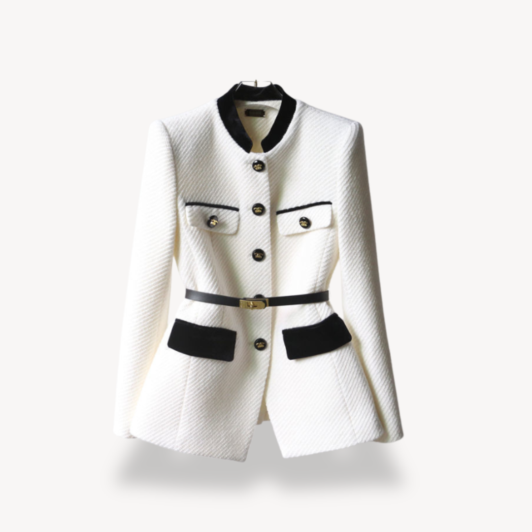 Daniela | Damen Maßgeschneiderter Blazer mit Gürtel und Knopfverschluss