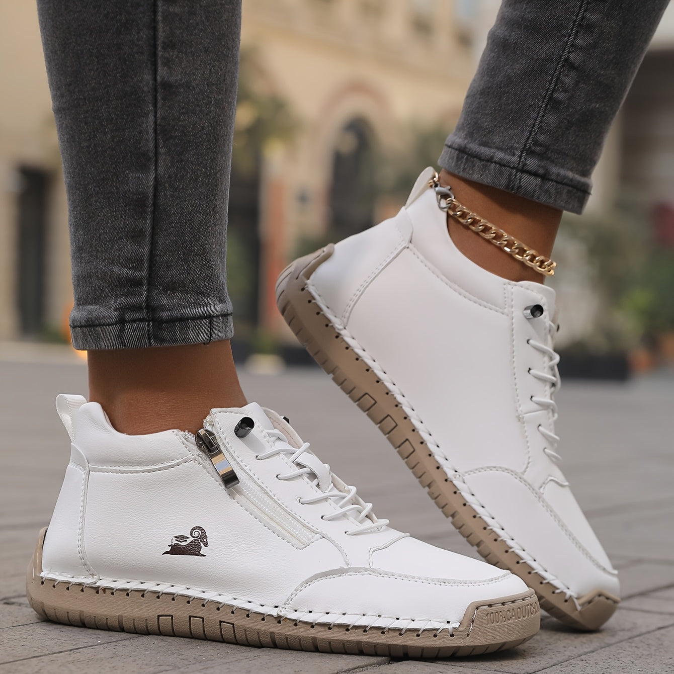 Elfriede | Damen Bequeme Schnürschuhe mit Reißverschluss