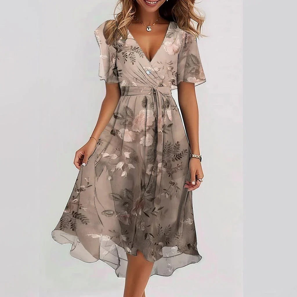 Tamara | Damen Kurzarmkleid mit Farbspritzer-Design