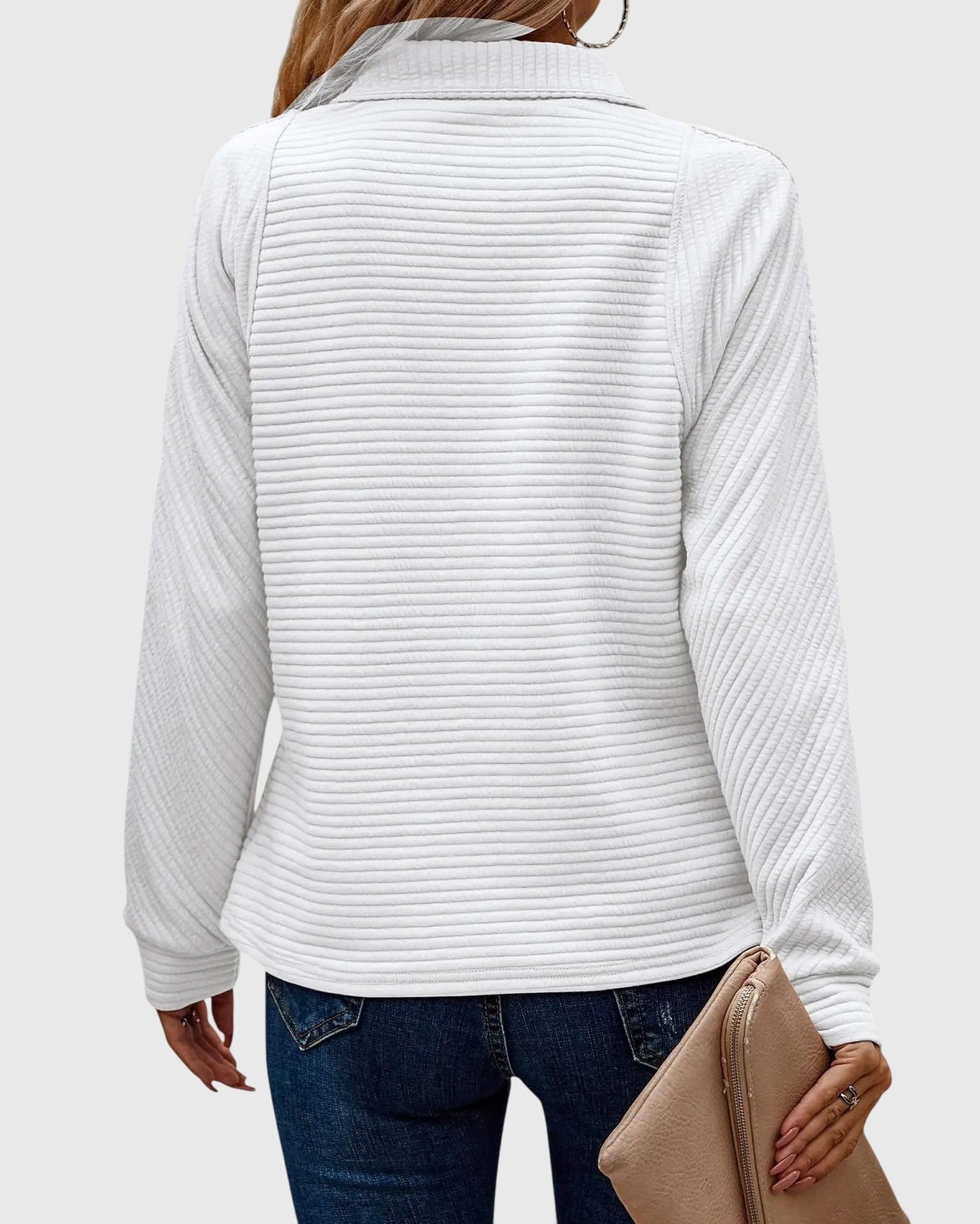 Emma | Damen Modischer Lockerer Reißverschluss-Pullover