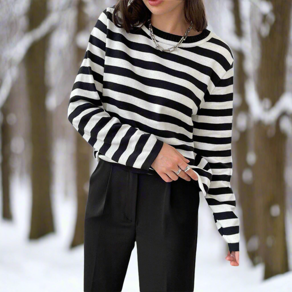 Natascha | Damen Frühlings Gestreiftes Langarmshirt