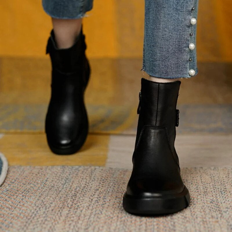 Felicia | Damen Lässige Kurzstiefel mit seitlicher Schnalle