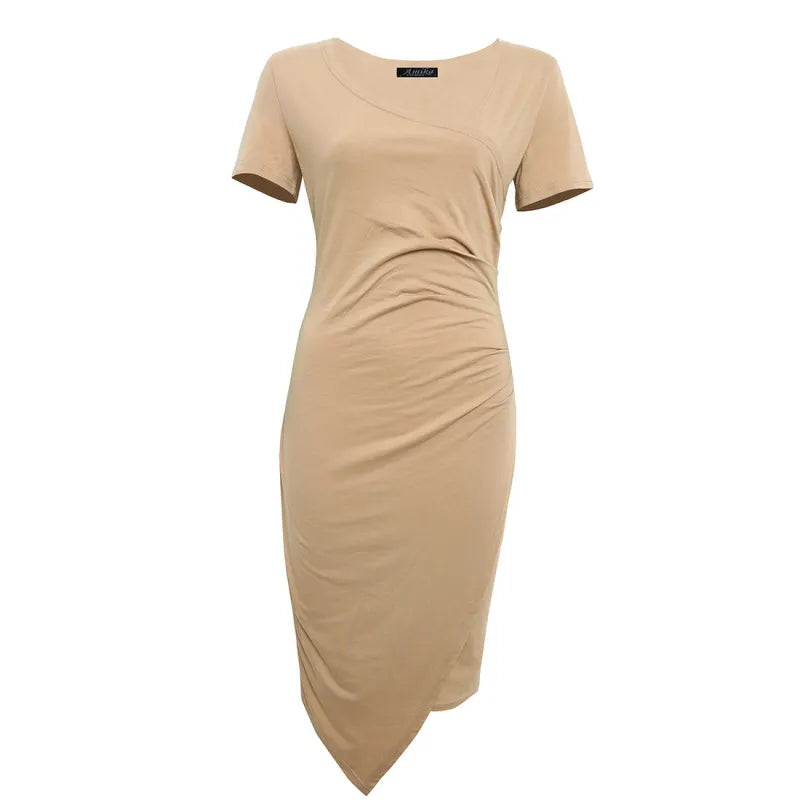 Claudia | Damen Midikleid mit kurzen Ärmeln und Raffung