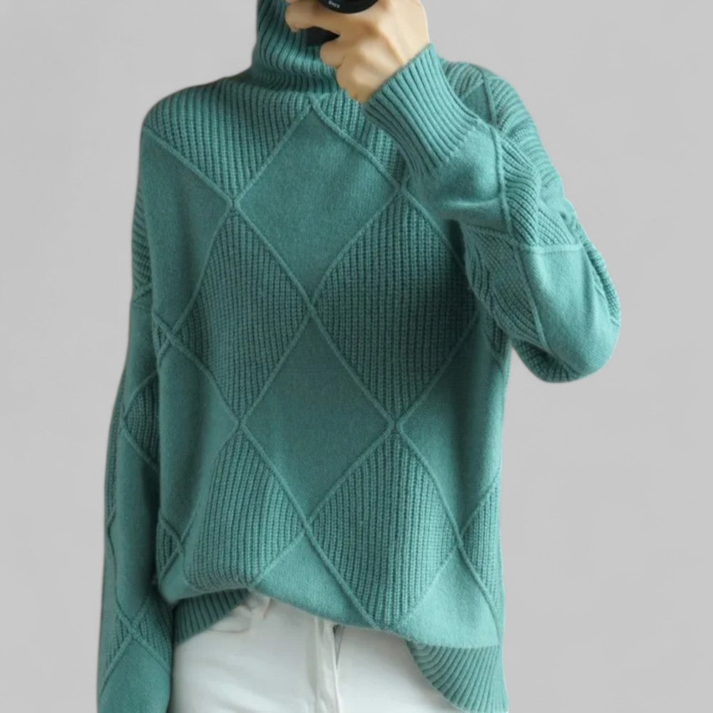 Dorothea | Damen Winter-Strickpullover mit Hohem Kragen