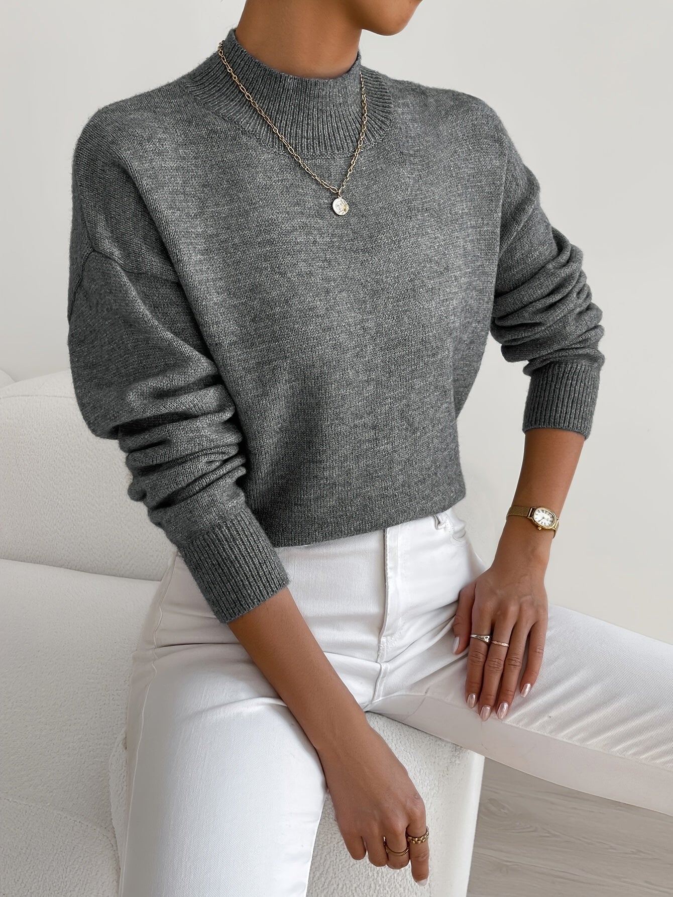Rita | Damen Herbst Klassischer Rollkragenpullover