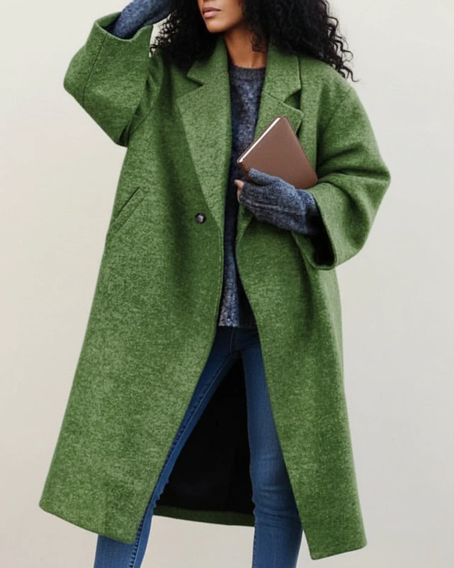 Greta | Damen Bunter Langer Wintermantel aus Wolle