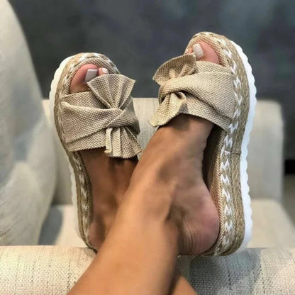 Gabriela | Damen Frühlings Slip-On Plateau-Sandalen mit Schleife