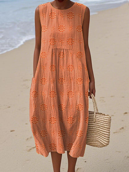 Beatrice | Damen Ärmelloses Boho-Midikleid für den Strand