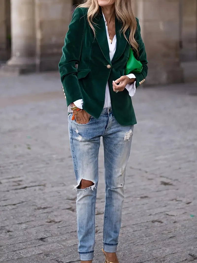 Emilia | Damen Klassischer Blazer mit Ein-Knopf-Verschluss