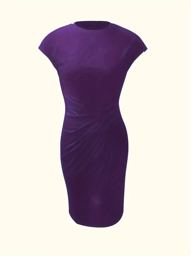 Claudia | Damen Midikleid mit kurzen Ärmeln und Raffung
