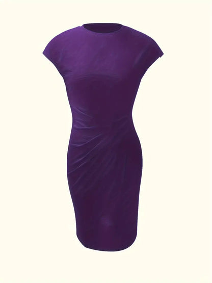 Claudia | Damen Midikleid mit kurzen Ärmeln und Raffung