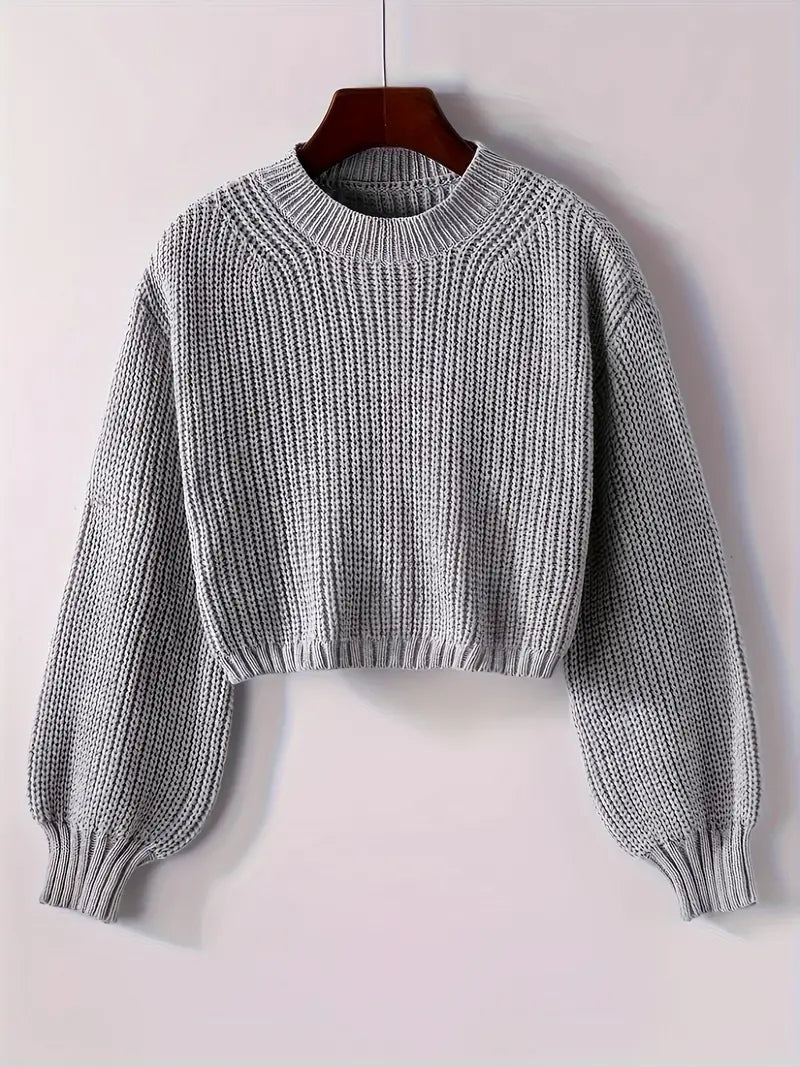 Magdalena | Damen Winter-Cropped Rippstrick-Pullover