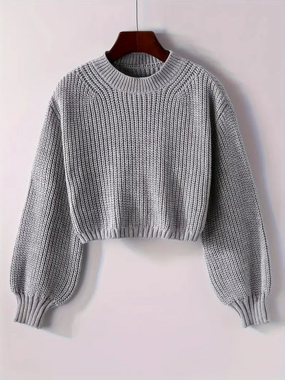 Magdalena | Damen Winter-Cropped Rippstrick-Pullover