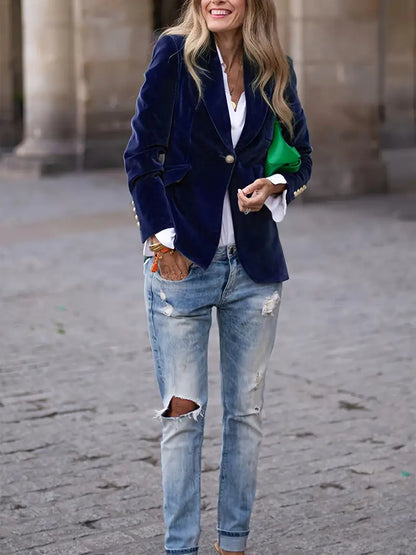Emilia | Damen Klassischer Blazer mit Ein-Knopf-Verschluss