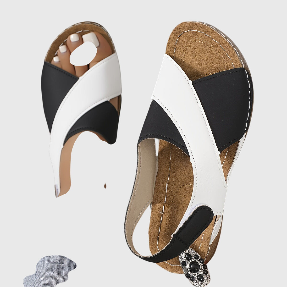 Jacqueline | Damen Lässige Peeptoe Keilabsatz-Sandalen