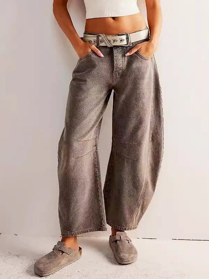 Lena | Damen Locker geschnittene Jeans mit Leopardenmuster