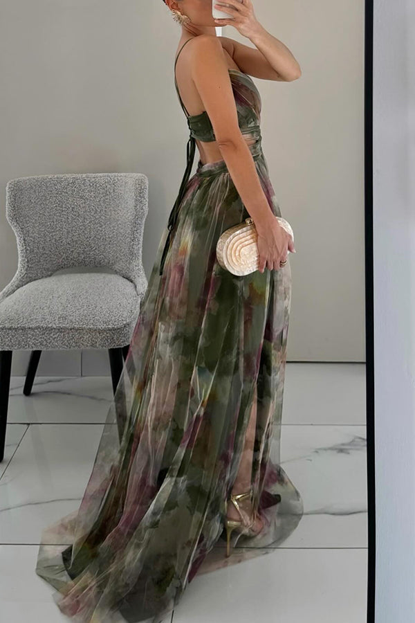 Leonie | Damen Falten-Maxi-Kleid