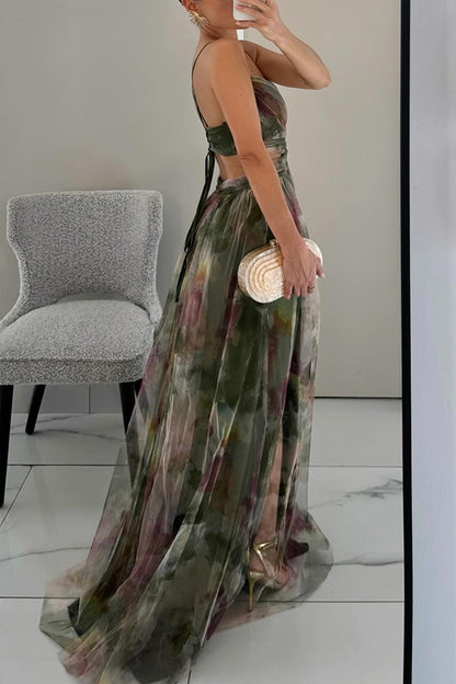 Leonie | Damen Falten-Maxi-Kleid