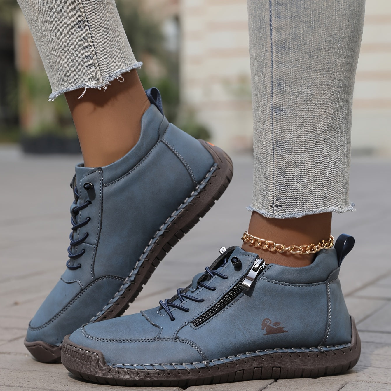 Elfriede | Damen Bequeme Schnürschuhe mit Reißverschluss