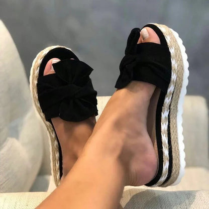Gabriela | Damen Frühlings Slip-On Plateau-Sandalen mit Schleife