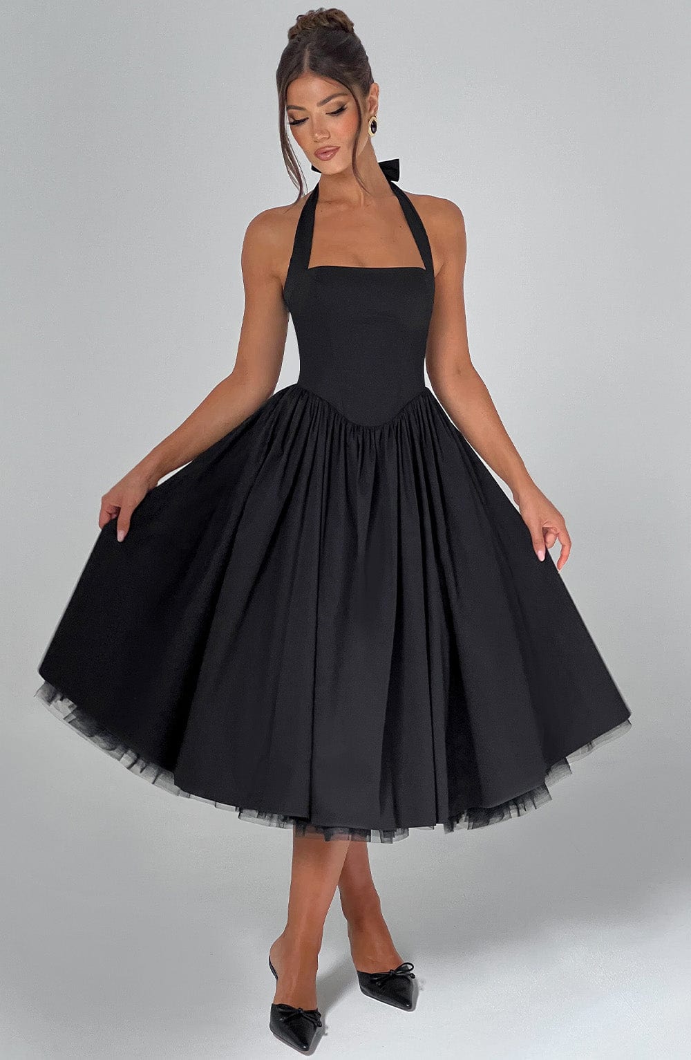 Helga | Damen Halter Midi Kleid für Hochzeitsgäste