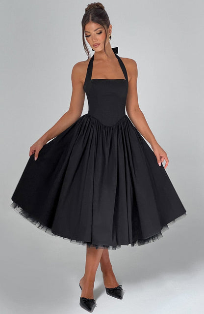 Helga | Damen Halter Midi Kleid für Hochzeitsgäste
