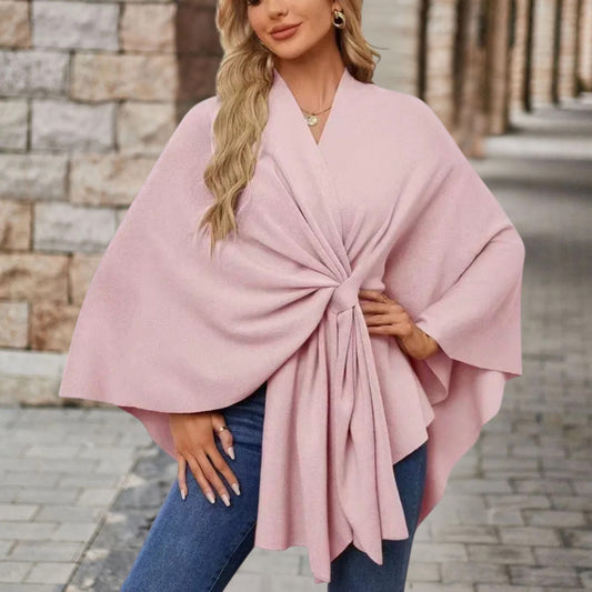 Bettina | Damen Oberteil im Cape-Stil mit Frontknoten