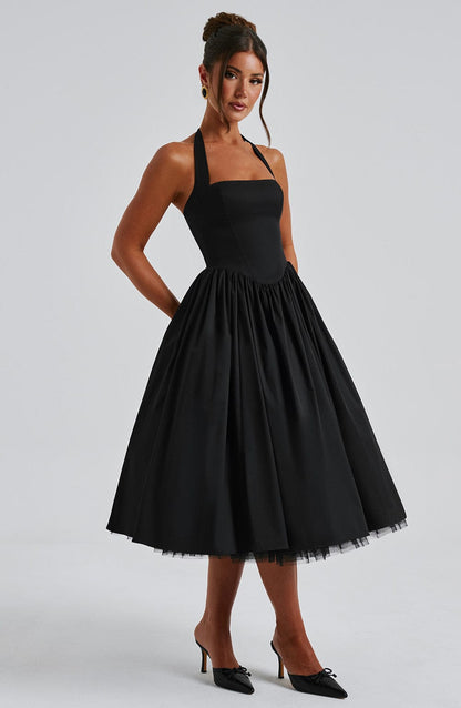 Helga | Damen Halter Midi Kleid für Hochzeitsgäste